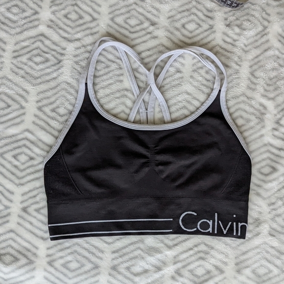 CALVIN Klein Performance Low Impact Ruched Front Strappy Sports Bra small b057 - Picture 6 of 6